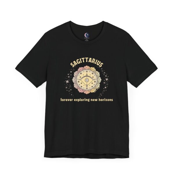 Sagittarius T-Shirt – Forever Exploring New Horizons | Astrology Zodiac Sign Tee - Image 2