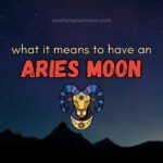 Aries Moon astrology guide banner with ram zodiac symbol illustration on starry night sky background.